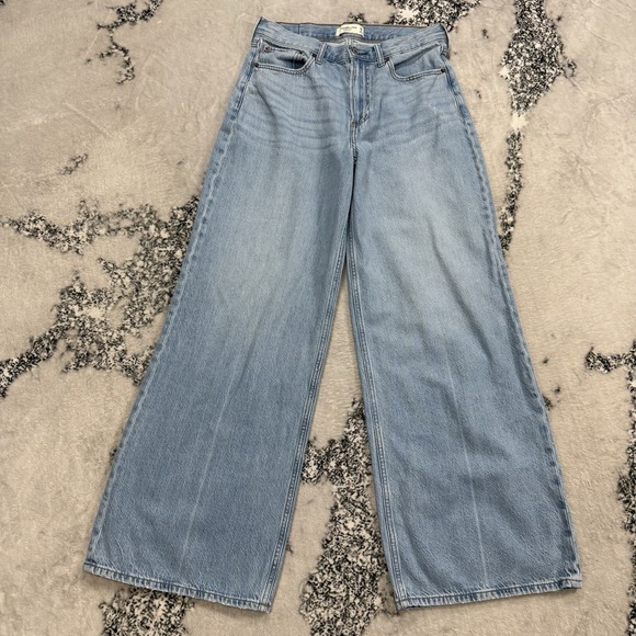 Abercrombie & Fitch Denim - Abercrombie Fitch The Wide Leg High Rise Jeans Womens Size 28 Blue Light Wash